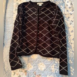 Dressbarn Brown Chenille Cardigan